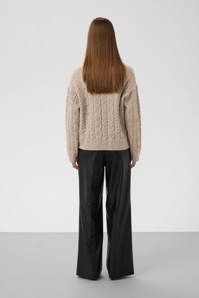 SLIdalia Cable Pullover Walnut Melange - 1811121 - 30409448 Thumbnail