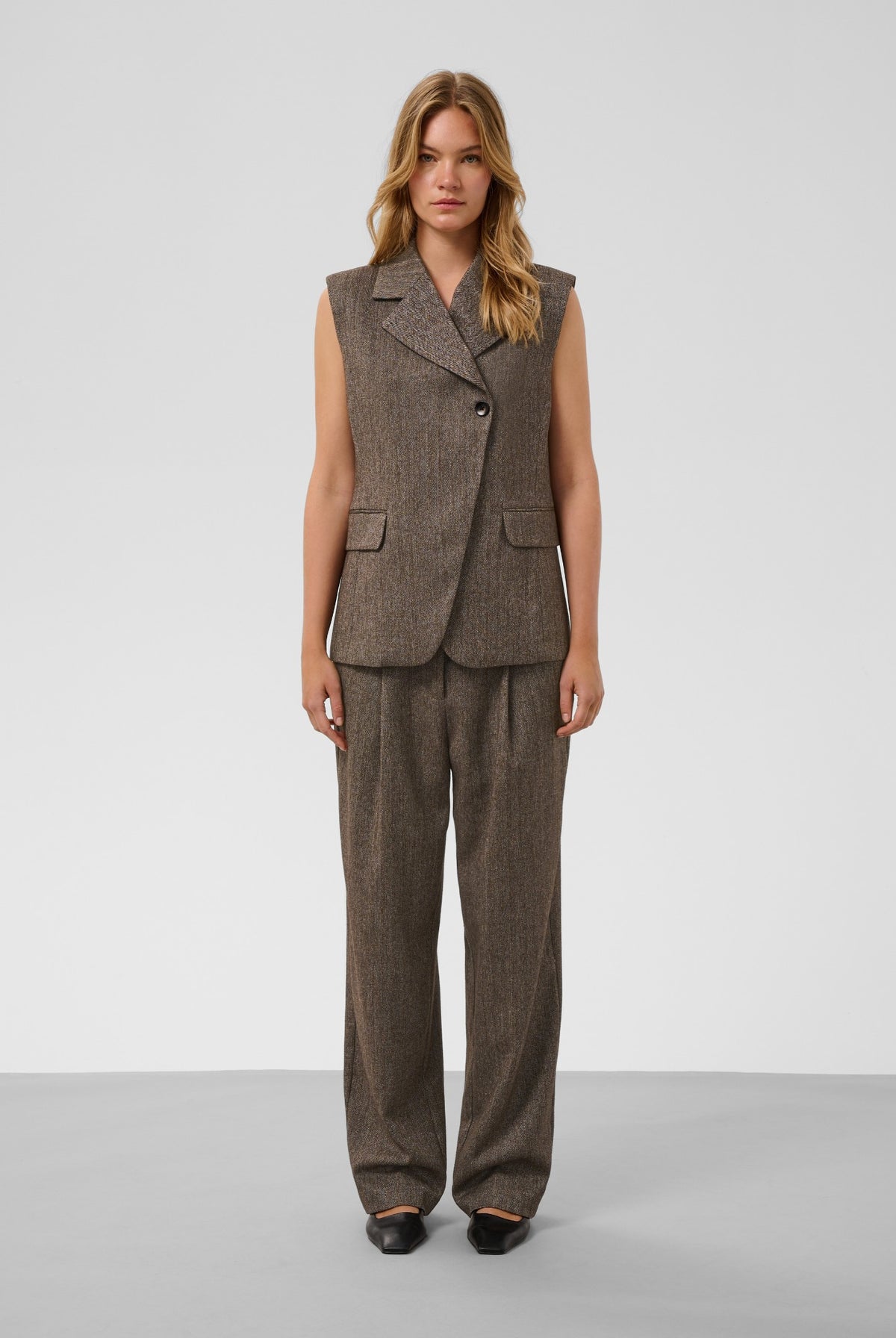SLKango Waistcoat Ganache herringbone - 305270 - 30409490
