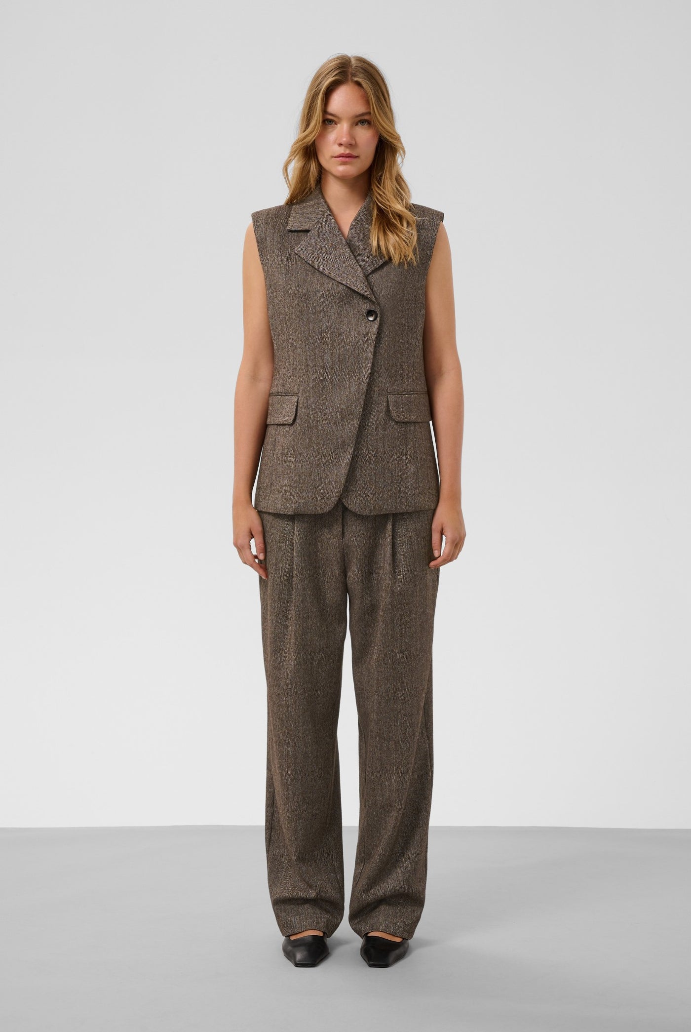 SLKango Waistcoat Ganache herringbone - 305270 - 30409490