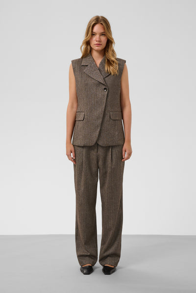 SLKango Waistcoat Ganache herringbone - 305270 - 30409490 Thumbnail