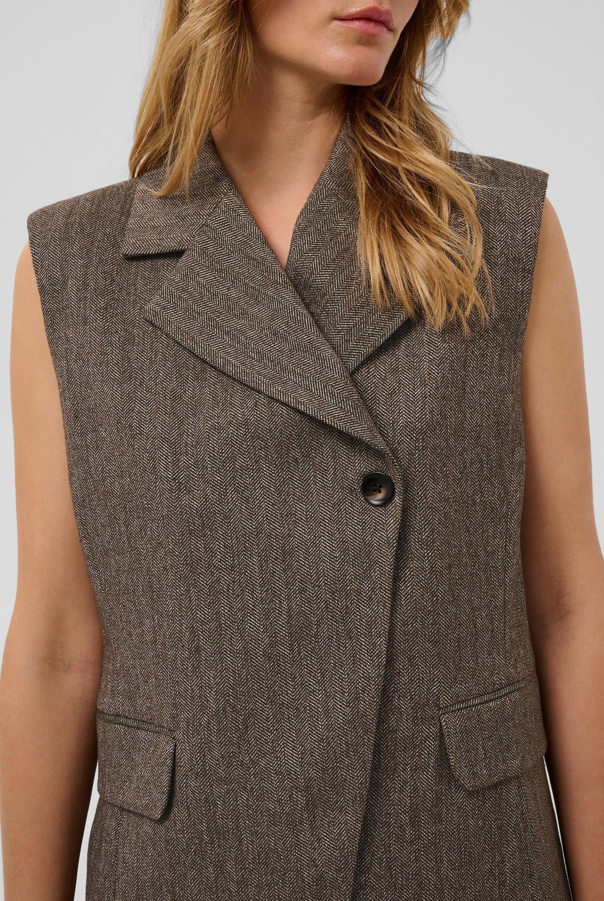 SLKango Waistcoat Ganache herringbone - 305270 - 30409490