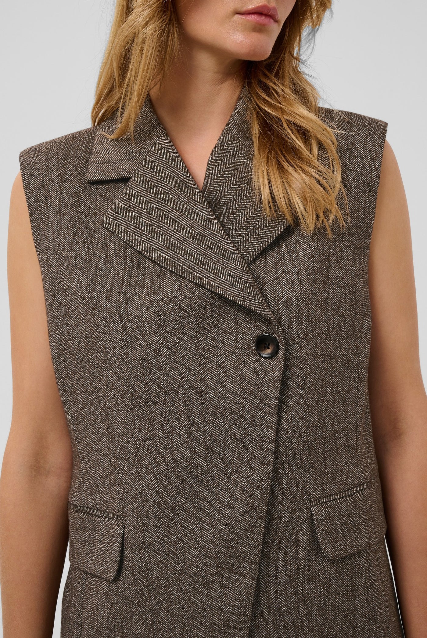 SLKango Waistcoat Ganache herringbone - 305270 - 30409490