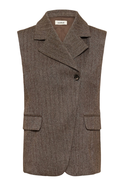 SLKango Waistcoat Ganache herringbone - 305270 - 30409490 Thumbnail
