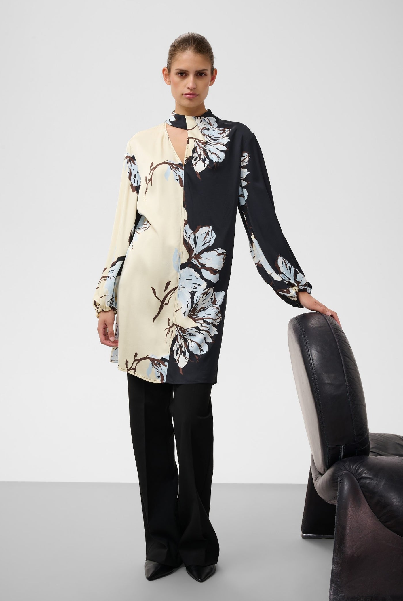 SLCinna Dress Short Pistachio and Black Floral - 3 - 30409546