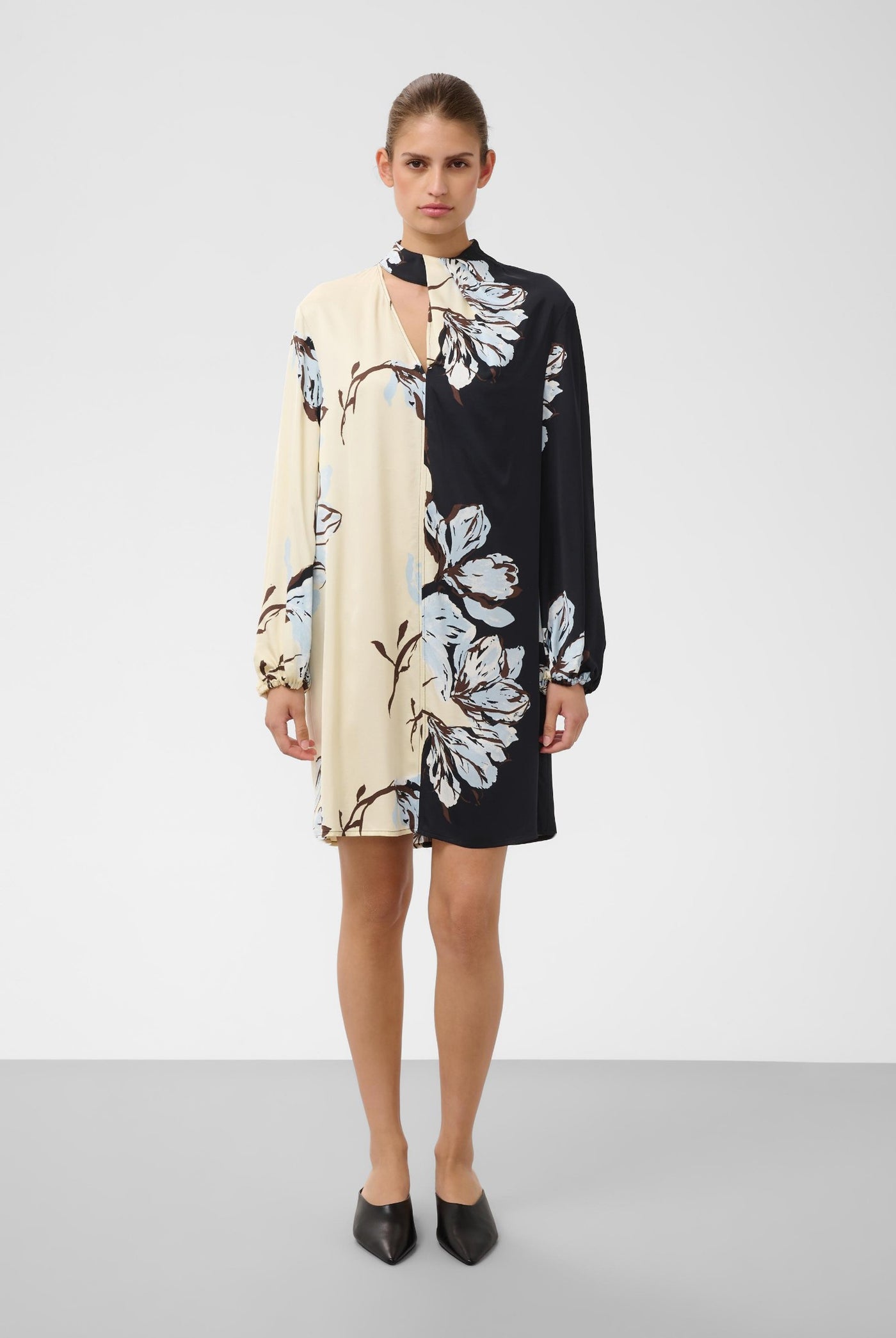SLCinna Dress Short Pistachio and Black Floral - 3 - 30409546