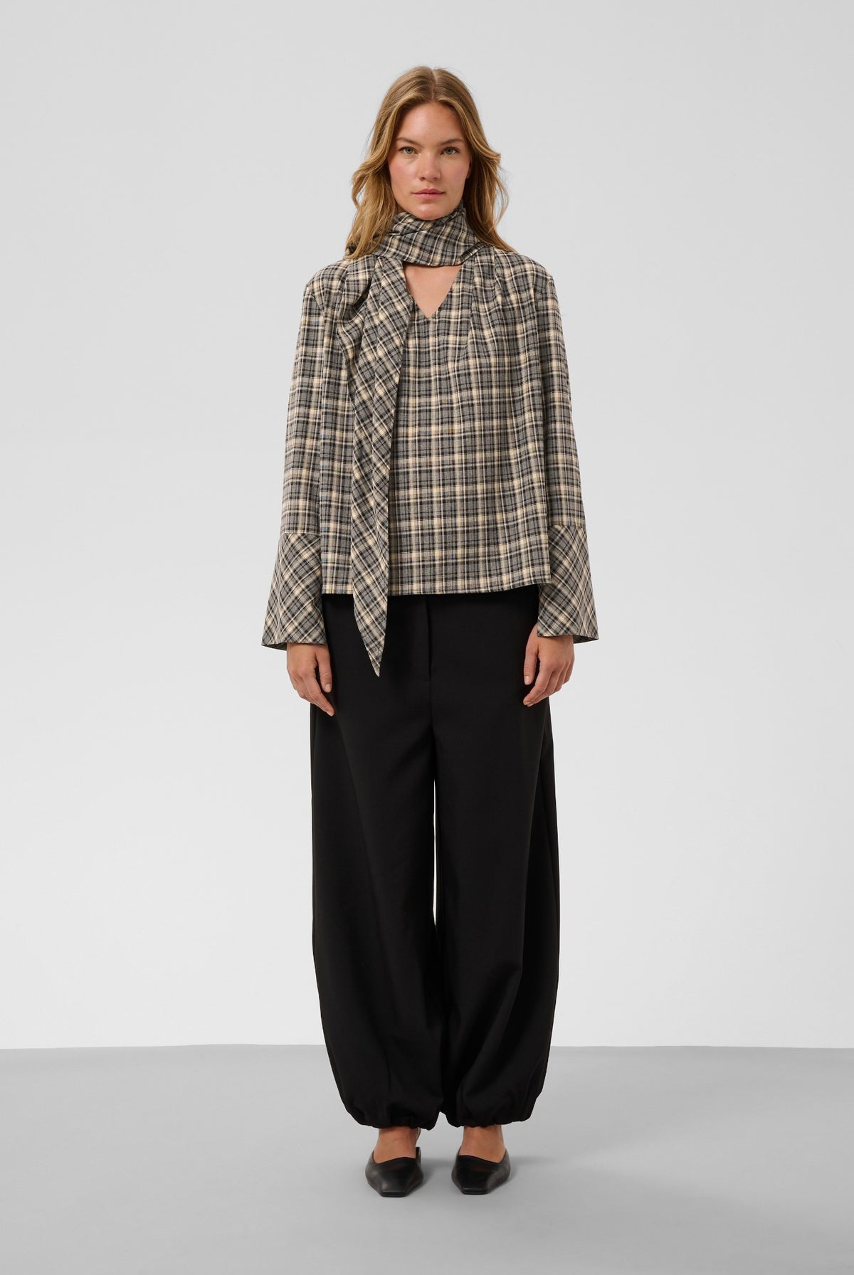 SLShiba Blouse Black and Cream Check - 305395 - 30409608