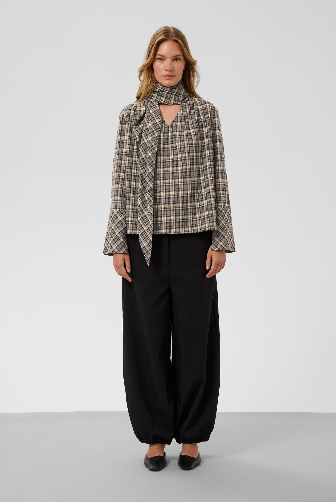 SLShiba Blouse Black and Cream Check - 305395 - 30409608