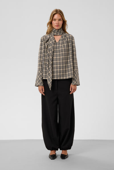 SLShiba Blouse Black and Cream Check - 305395 - 30409608 Thumbnail