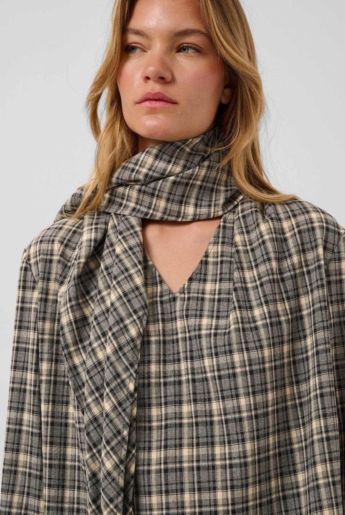 SLShiba Blouse Black and Cream Check - 305395 - 30409608