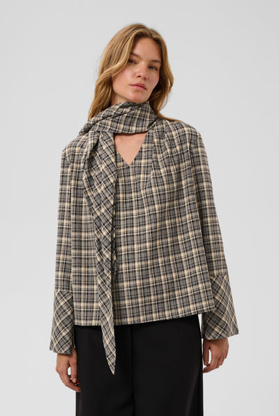 SLShiba Blouse Black and Cream Check - 305395 - 30409608 Thumbnail
