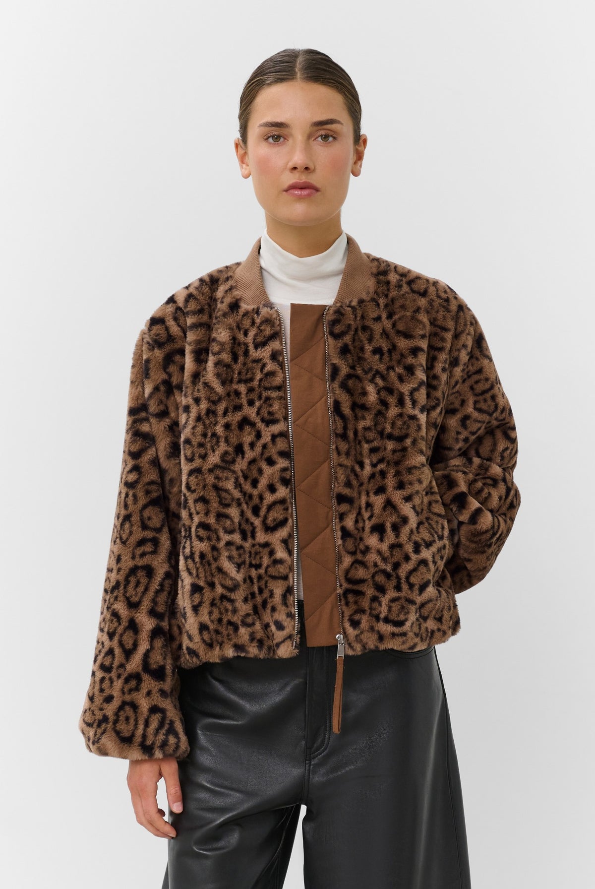 SLLeona Estacia Bomber Jacket Portabella Leopard Pattern - 3 - 30409649