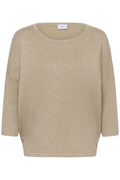 A2561, MilaSZ R-Neck Pullover Greige Melange - 1611091 - 30500003 Thumbnail