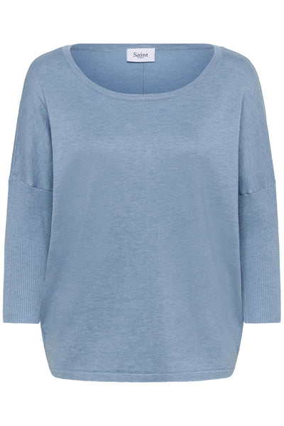 A2561, MilaSZ R-Neck Pullover Blue Shadow Melange - 30500003 Thumbnail