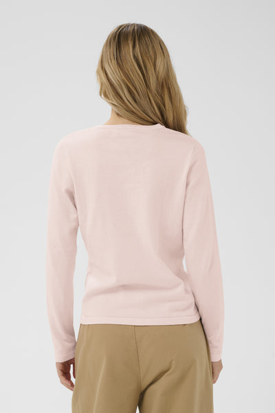 A8661, MilaSZ R-Neck Cardigan Chalk Pink - 131904 - 30500005 Thumbnail