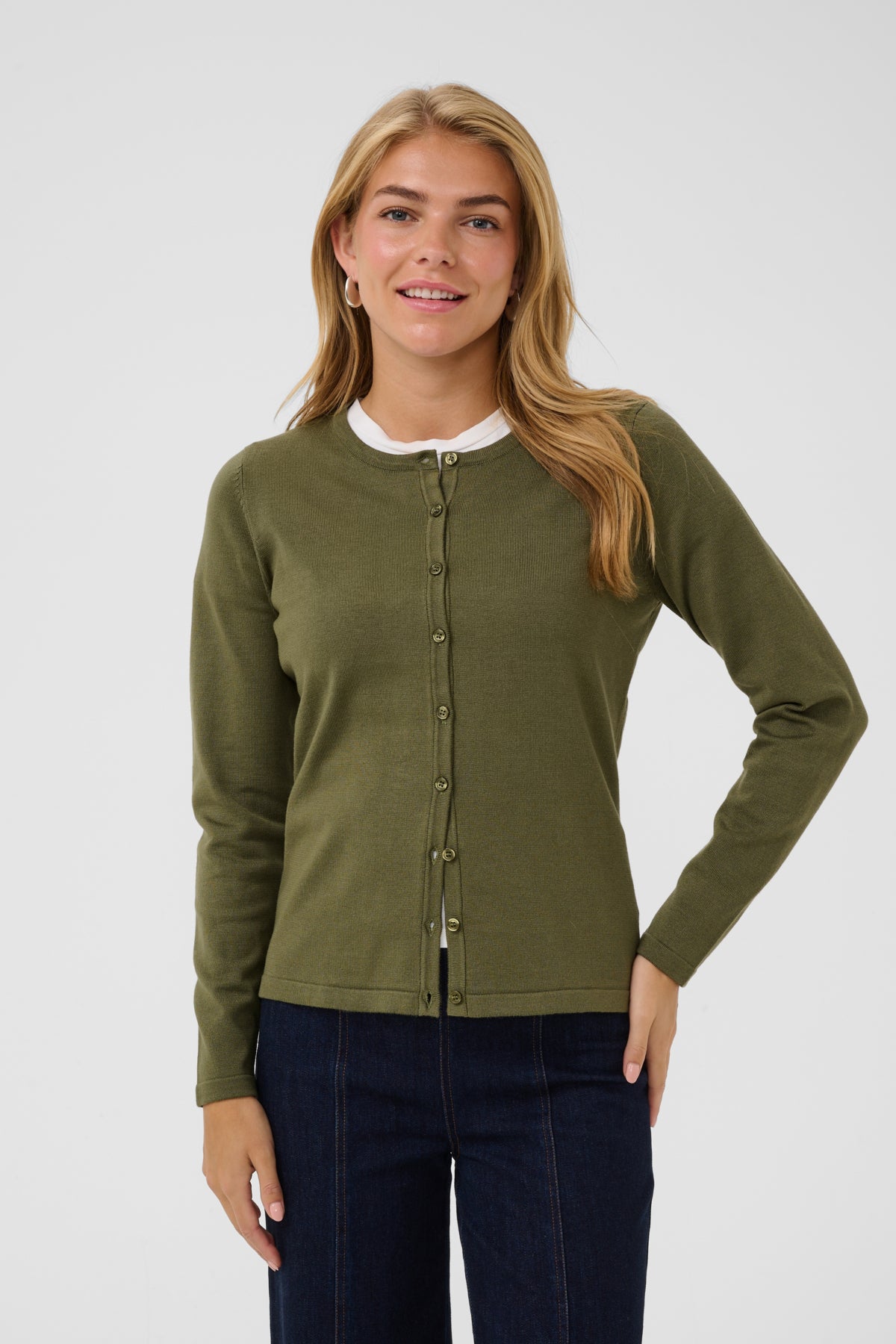 A8661, MilaSZ R-Neck Cardigan Four Leaf Clover Melange - 180 - 30500005