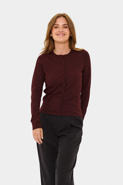 A8661, MilaSZ R-Neck Cardigan Winetasting Melange - 30500005 Thumbnail