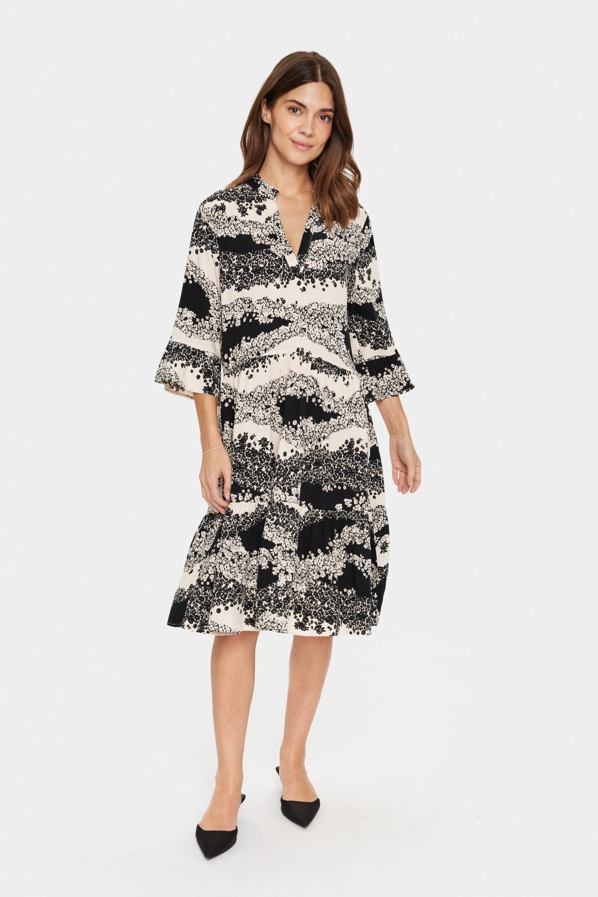 EdaSZ Dress Black Wavy Flowers - 30510220