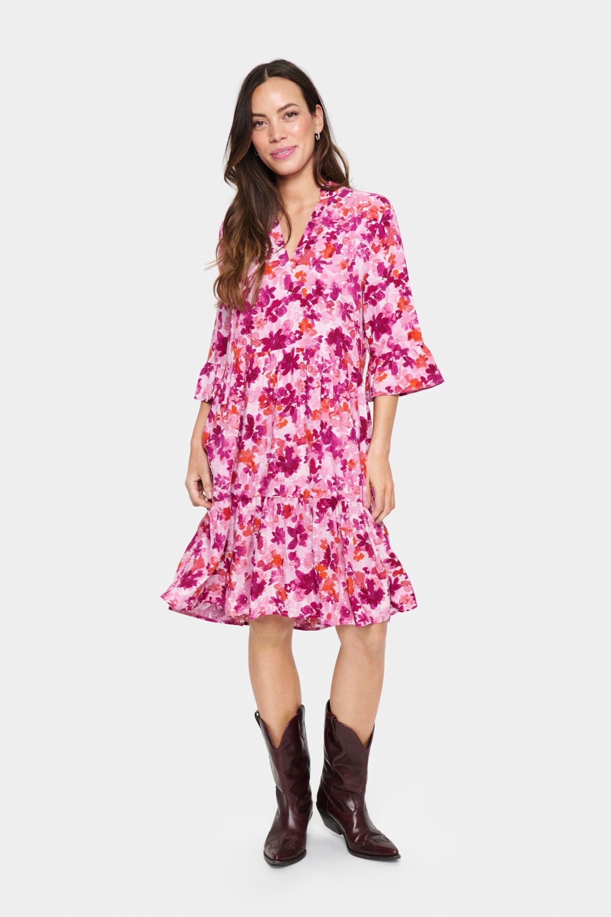 EdaSZ Dress Pink Multi Painted Flowers - 30510220
