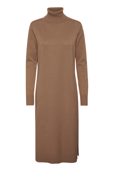 MilaSZ Roll Neck Long Dress Shitake Melange - 30511420 Thumbnail
