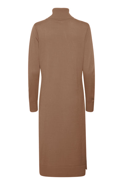 MilaSZ Roll Neck Long Dress Shitake Melange - 30511420 Thumbnail