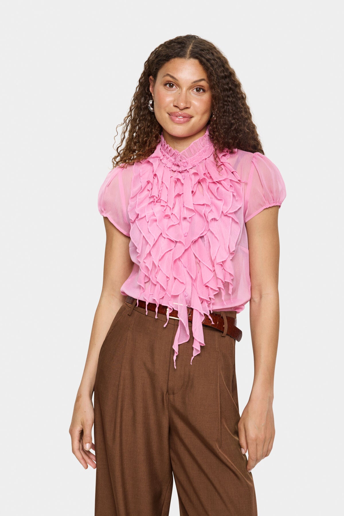 LiljaSZ Crinkle SS Shirt Wild Rose - 30512464