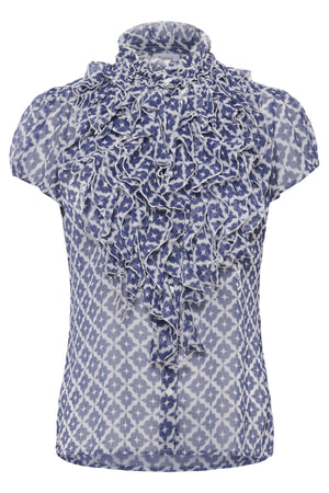 LiljaSZ Crinkle SS Shirt BlueIndigo Maroc Tiles - 30512464