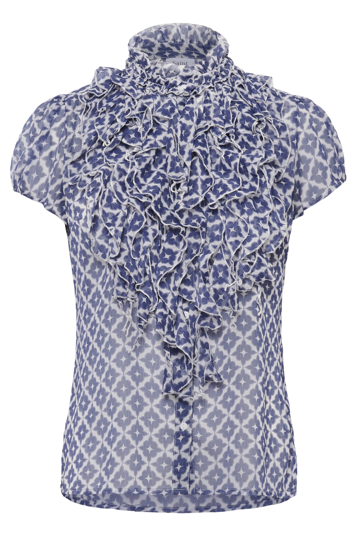 LiljaSZ Crinkle SS Shirt BlueIndigo Maroc Tiles - 30512464