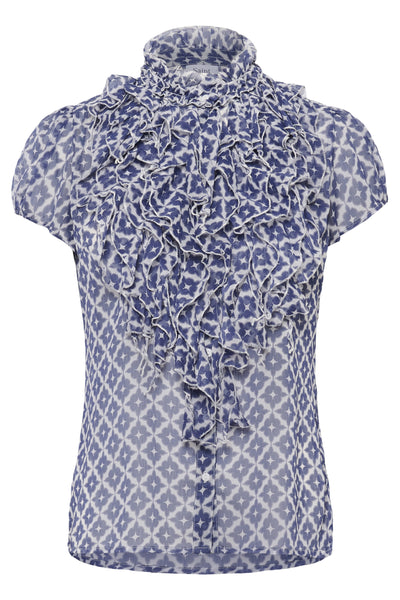 LiljaSZ Crinkle SS Shirt BlueIndigo Maroc Tiles - 30512464 Thumbnail