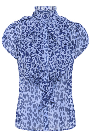 LiljaSZ Crinkle SS Shirt Hydrangea Midnight Leopard - 30512464