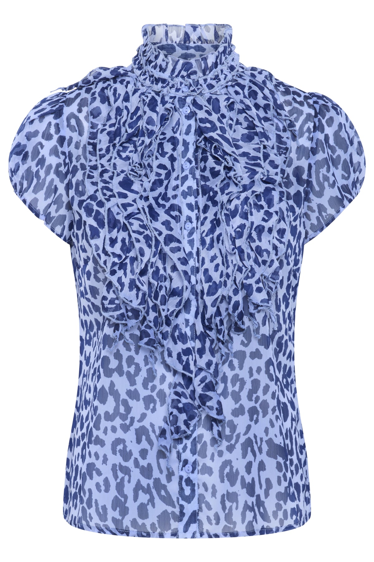 LiljaSZ Crinkle SS Shirt Hydrangea Midnight Leopard - 30512464