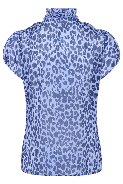 LiljaSZ Crinkle SS Shirt Hydrangea Midnight Leopard - 30512464 Thumbnail