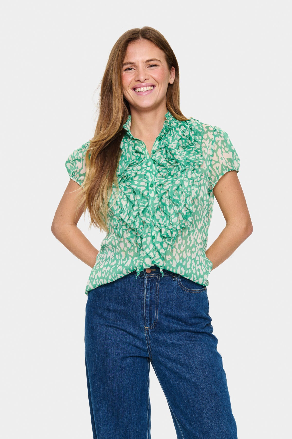 LiljaSZ Crinkle SS Shirt Jelly Bean Ice Leopard - 30512464