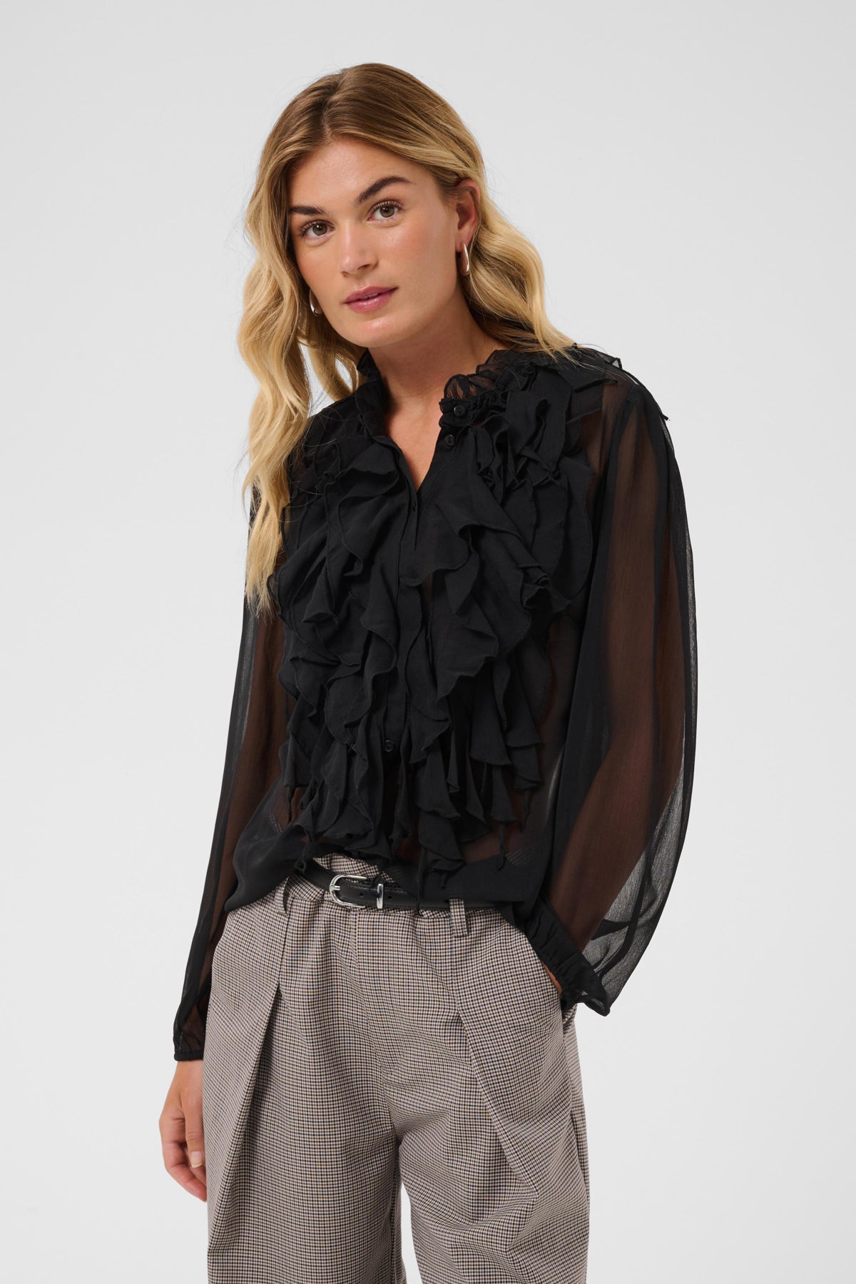 LiljaSZ Crinkle LS Shirt Black - 30512627