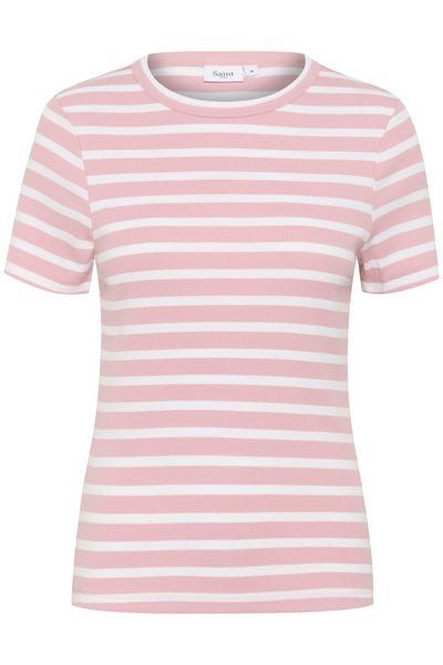 AsterSZ SS Stripe T-Shirt Pink Nectar White Stripe - 30513055 Thumbnail