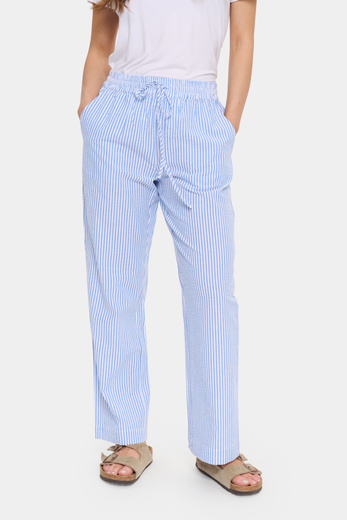 ElmikoSZ Pants Chambray Blue White Stripe - 30513288