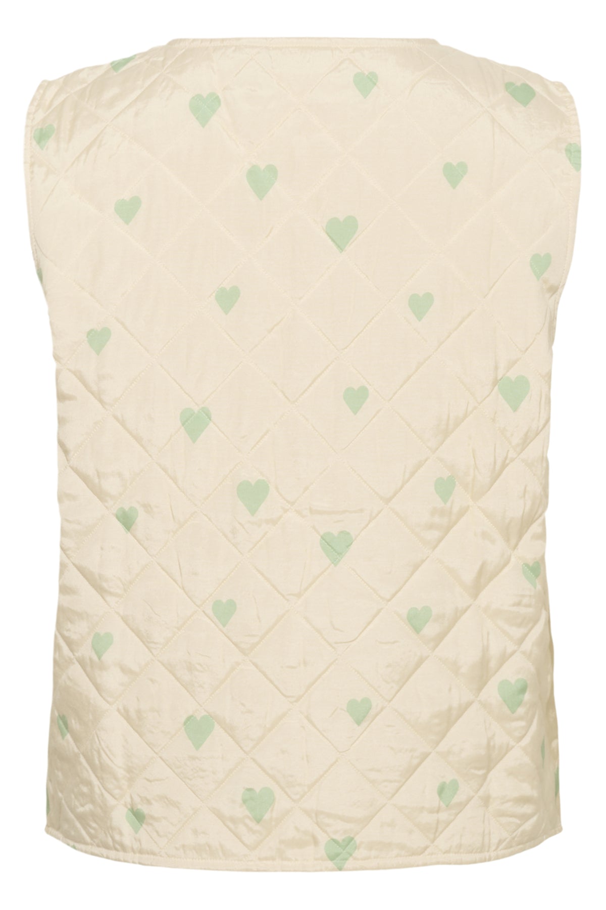 EvittaSZ Quilt Vest Creme Smoke Green Big Hearts - 30513571