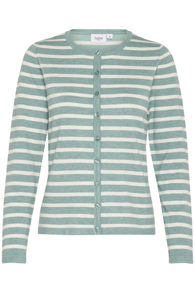 MilaSZ Striped Cardigan Blue Surf Melange - 30513767 Thumbnail