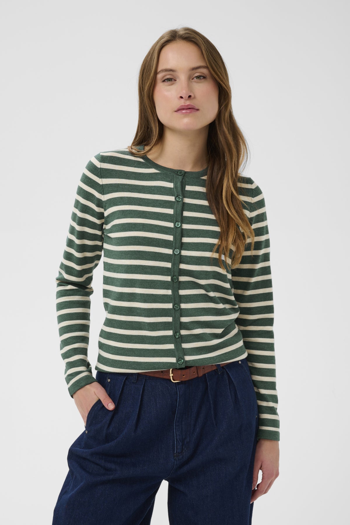MilaSZ Striped Cardigan June Brown Rice Stripe - 30513767