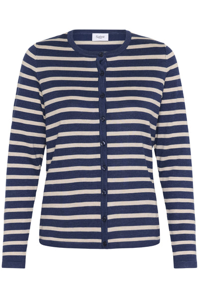 MilaSZ Striped Cardigan Pageant Gray Morn Stripe - 30513767 Thumbnail