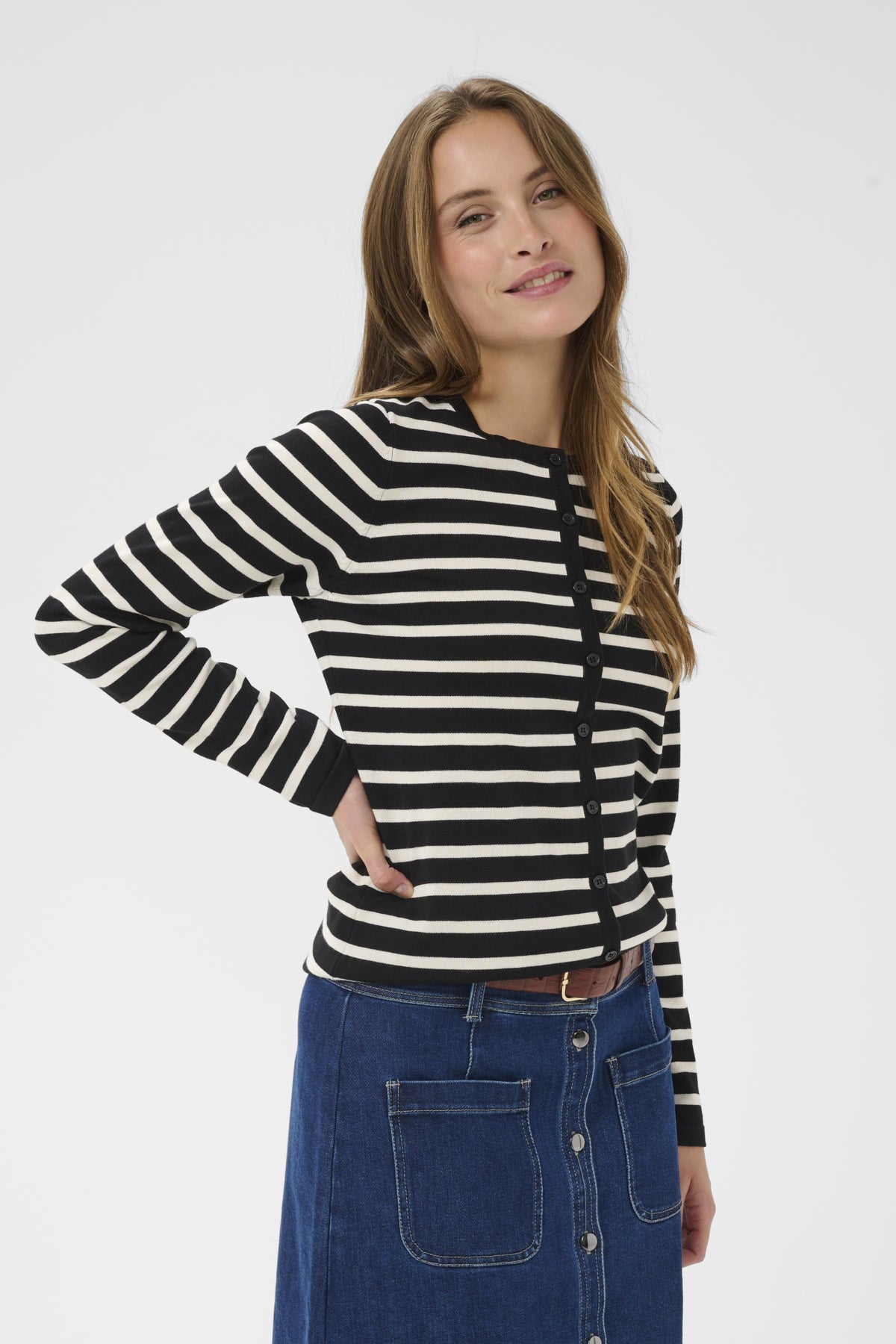 MilaSZ Striped Cardigan Black Seedpearl Stripe - 30453 - 30513767