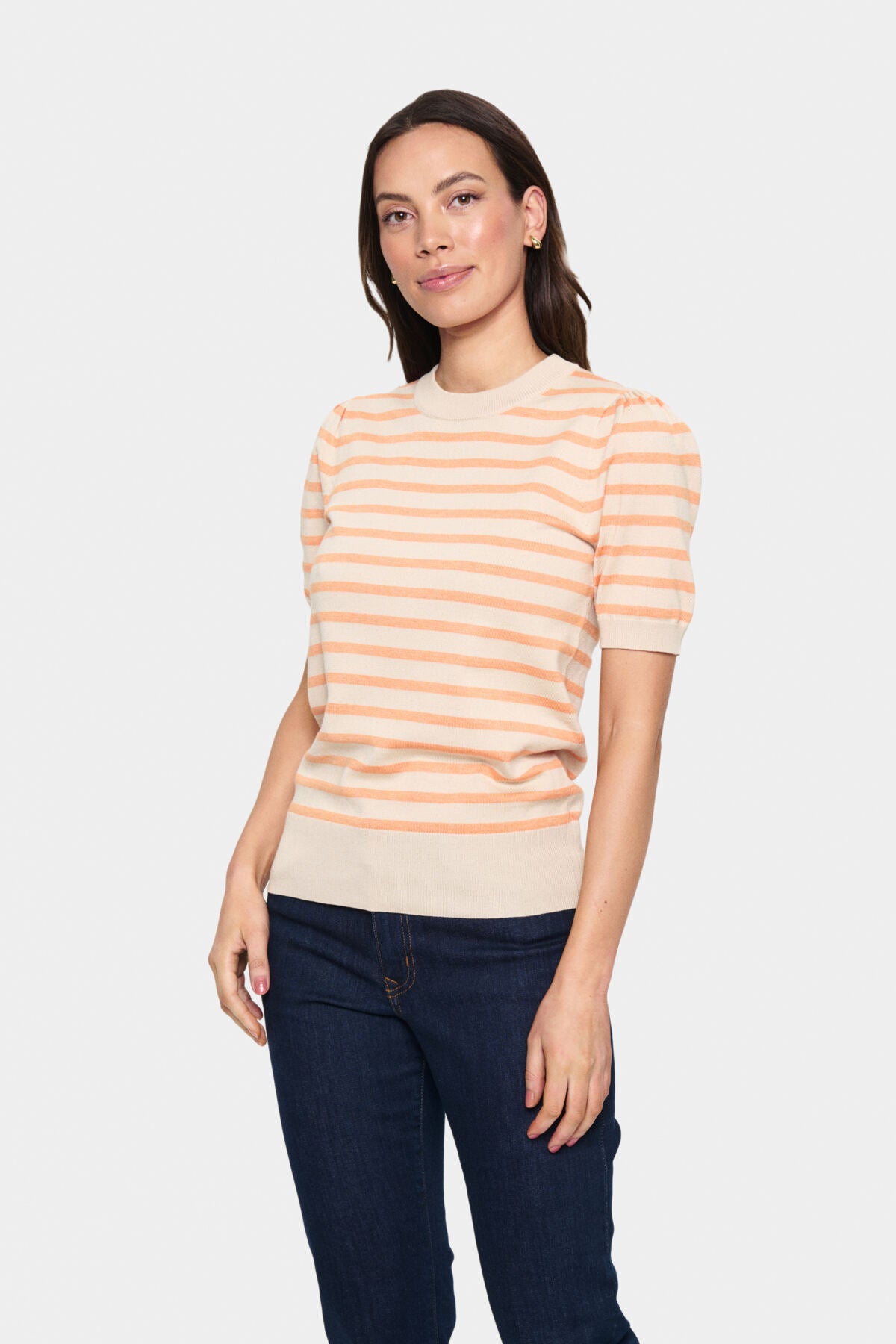 MilaSZ SS Striped Pullover Fog Orange Stripe - 30513768