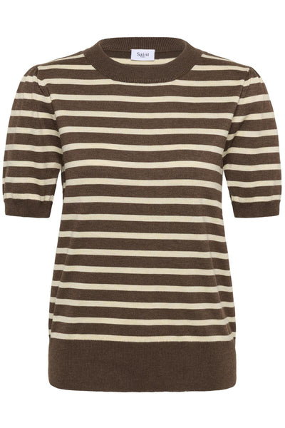 MilaSZ SS Striped Pullover Fondue Fudge Rice Stripe - 30513768 Thumbnail