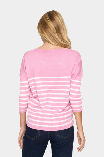 MilaSZ R-neck St. Pullover Sea Pink Mel/Ice Stripe - 30513769 Thumbnail