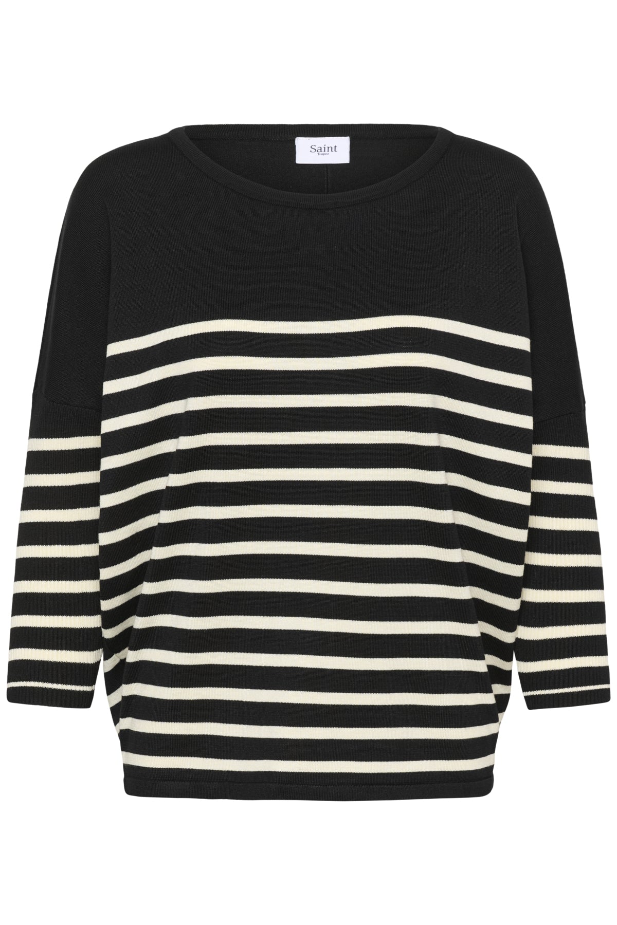 MilaSZ R-neck St. Pullover Black Seedpearl Stripe - 30453 - 30513769