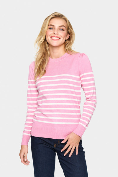 MilaSZ LS Striped Pullover Sea Pink Mel/Ice Stripe - 30513771 Thumbnail