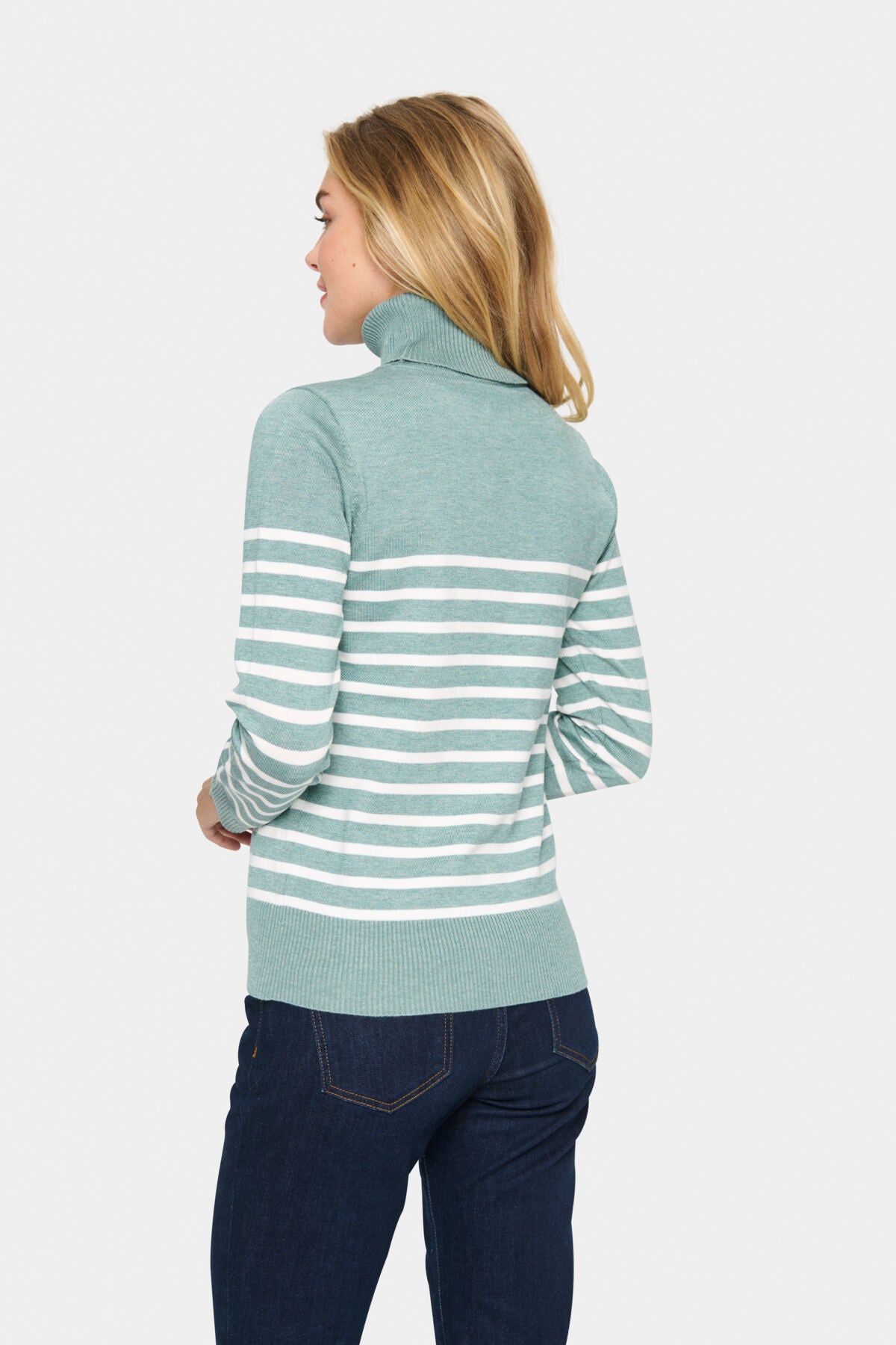 MilaSZ St. Rollneck Pullover Blue Surf Melange - 30513772