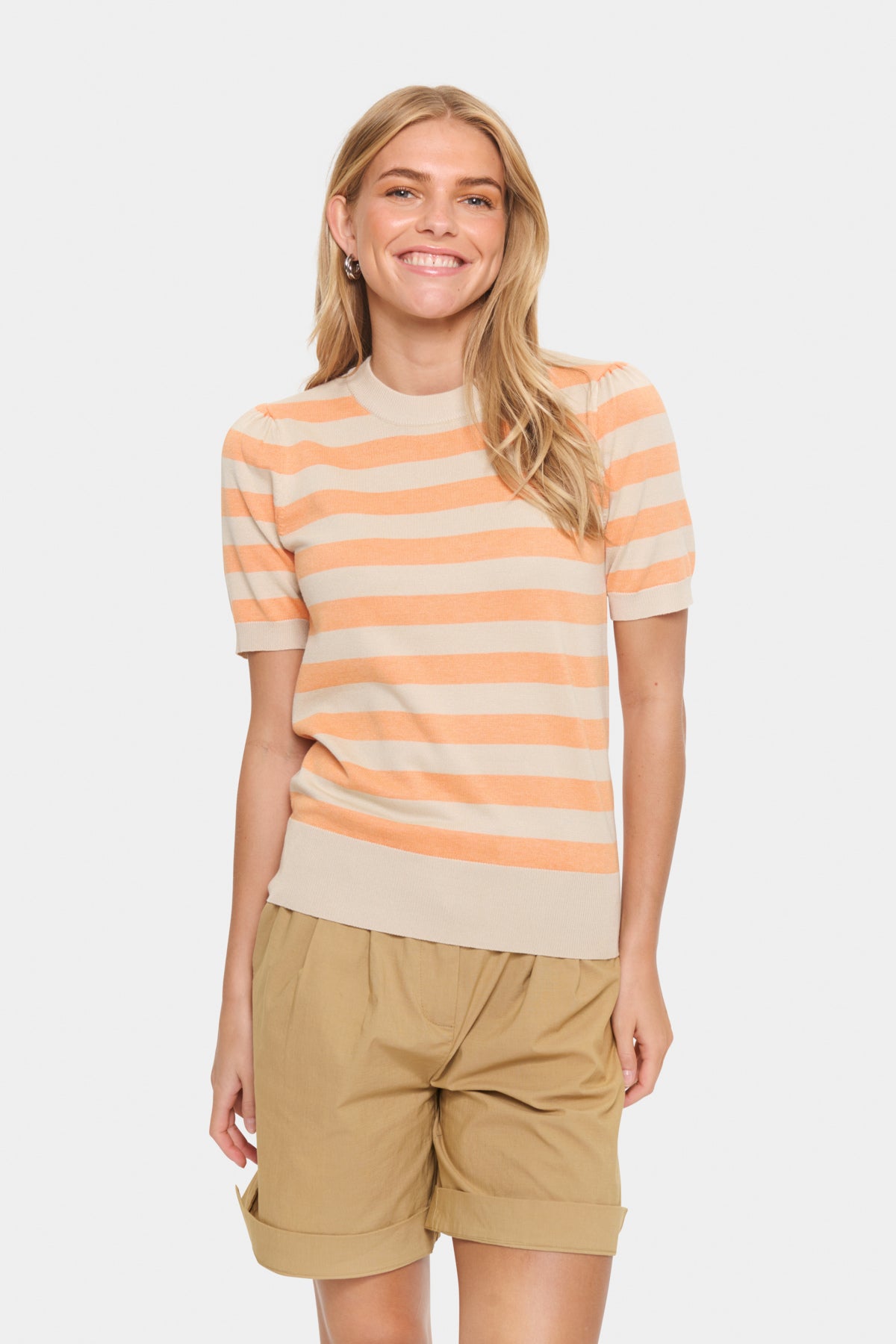 MilaSZ SS Block Stripe Pullove Fog Orange Block Stripe - 30513931