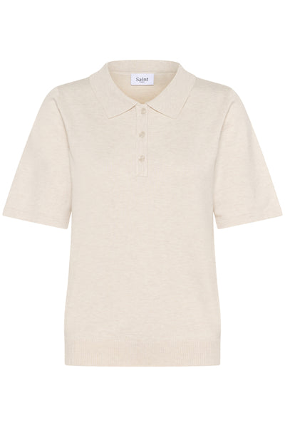 MilaSZ Polo SS Pullover Fog Melange - 30513958 Thumbnail