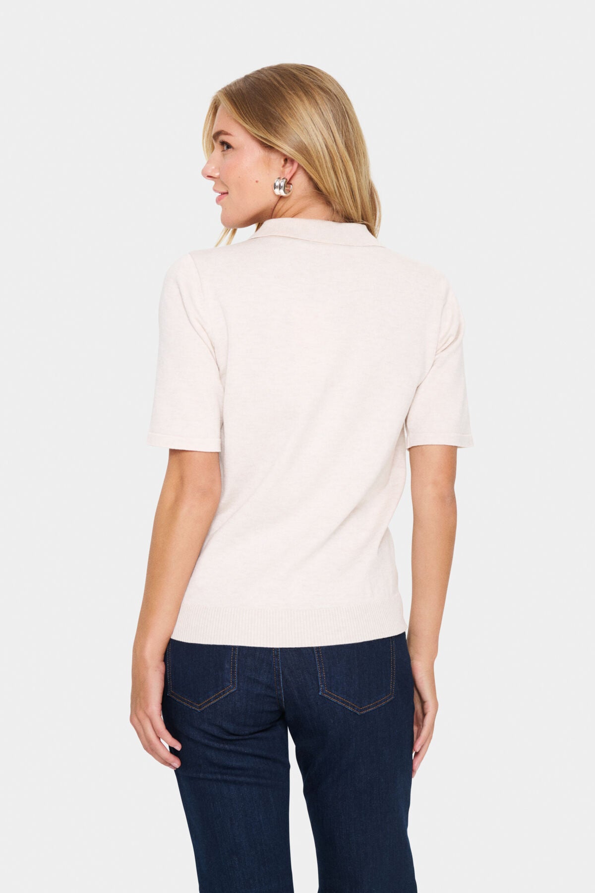 MilaSZ Polo SS Pullover Fog Melange - 30513958