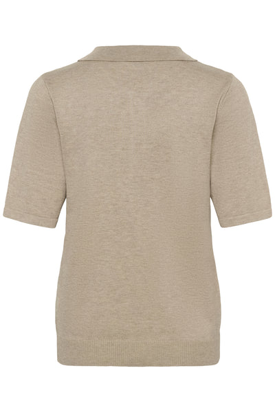 MilaSZ Polo SS Pullover Greige Melange - 1611091 - 30513958 Thumbnail